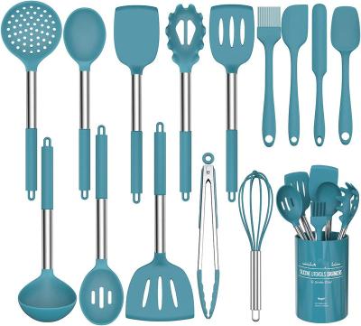 China Sustainable kitchen tools15 pcs stainless cookware / silicone cookware set high quality for sale