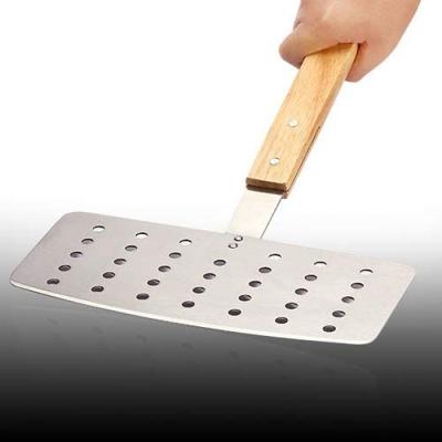 China Sturdy, Extra Wide Super Durable Stainless Steel Metal Grill Spatula Pizza Peel / Paddle With Solid Wood Handle for sale