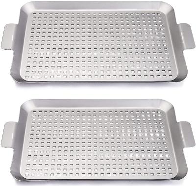 China High Quality Easily Cleaned Stainless Steel BBQ Grill Pan Barbecue Griddle Frying Pan for sale