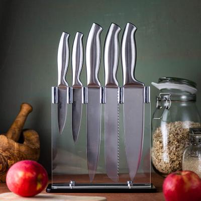 China Sustainable high quality 5pcs stainless steel kitchen knife set. Kitchen knife set with acrylic knife block for sale