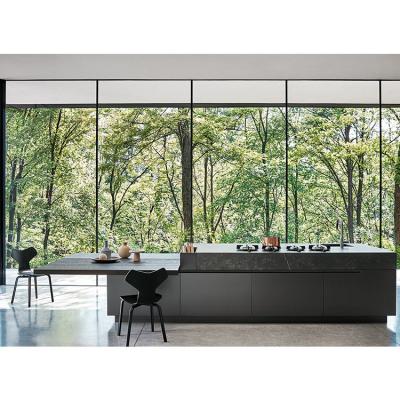 China Modern Furniture Handless Gray Glossy Door Kitchen Cabinet Italian Style Environmental Friendly Luxury Design For Sale for sale