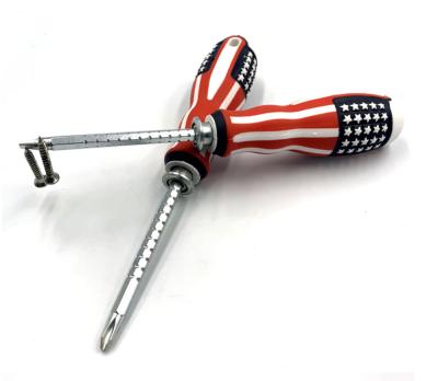 China Hot Wholesale Professional Plastic Phillips Plastic Telescopic Flat Screwdriver Double Head Handle American Flag Seller Dual Use Screwdriver for sale