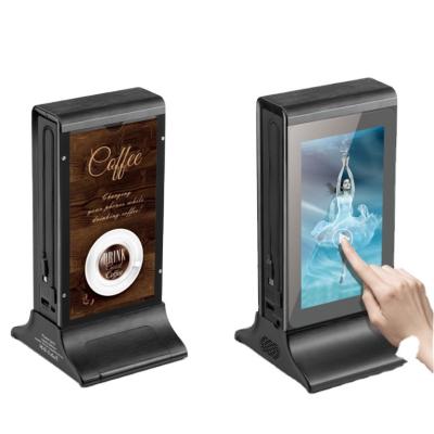 China Restaurant/Cafe/Hotel/Salon Wifi Digital Advertising Player 7 Inch Public Places Power Bank Menu Table Double Digital LCD Screen For Restaurant, Cafe for sale