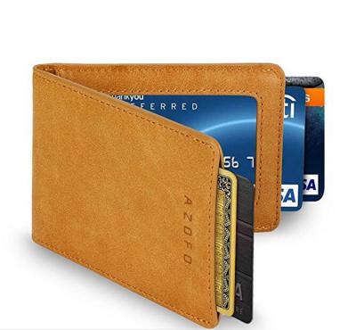 China Guangzhou Anti Theft Real Leather RFID Blocking Designer Wallet Minimalist Durable Durable Men Leather 2 Fold Wallet for sale