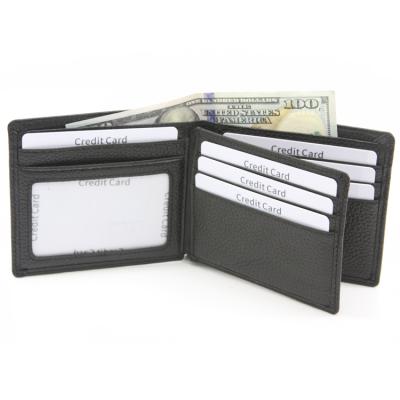 China Anti-theft Hot Sale Wholesale Minimalist Travel RFID Blocking Men Pocket Genuine Leather Bifold Wallet for sale