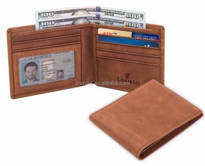 China Anti Theft RFID Blocking Men's Pocket Genuine Leather Slim Wallet - Great as Travel Bifold for sale