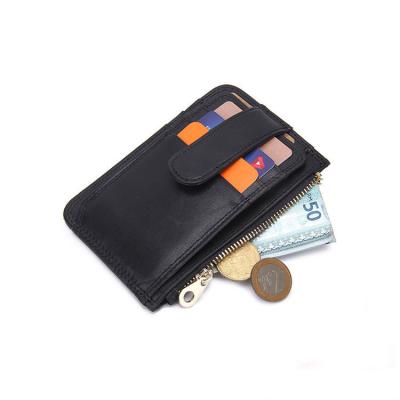 China Credit Card RFID Blocking Real Credit Card Slim Minimalist Leather Stand Case Single Zipper Wallet For Men for sale