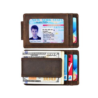 China New Arrival Credit Card Durable Women and Men RFID Blocking Slim Cowhide Leather Vintage Card Holder Wallet for sale