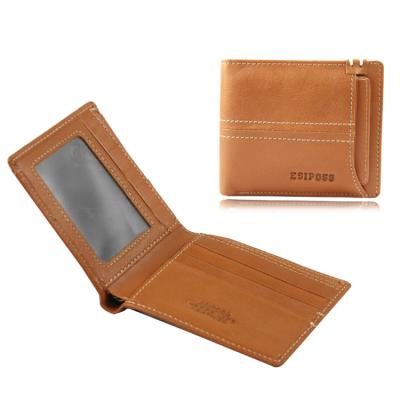 China Customized Anti-theft RFID Blocking Genuine Tan Men Genuine Leather Wallet With Card Holder Minimalist Wallet for sale