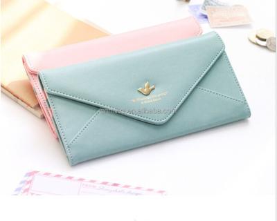 China Waterproof Factory Customized Promotional Colors PU Envelope Style Leather Women Grab Wallet Girls Card Holder Wallet and Purse for sale