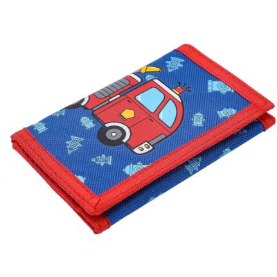 China Lovely Cartoon Polyester Kids Wallet Card Holder Purse Triple Waterproof Coin Pouch Magic Sticker For Student for sale