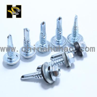 China C1022 Roofing Screw Self Drill DIN 7504 Hardened Galvanized Assembled With Epdm Bonded Sealing Joint for sale