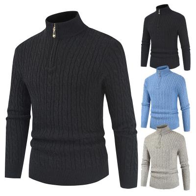 China Fashion Breathable Men Slim Sweater Twist Zipper Turtle Neck Sweater Tops for sale