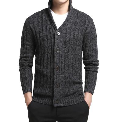 China Men's V Neck Solid Color Breathable Solid Color Knitted Cardigan Sweater for sale