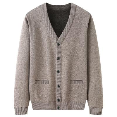 China Breathable Men Spring Fashion Solid Color Long Sleeve V Neck Loose Soft Casual Knitted Cardigan Sweater for sale