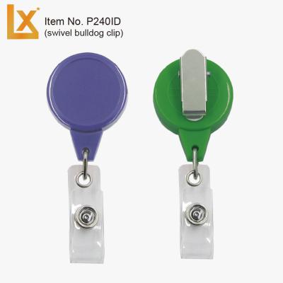 China Round 32 mm diameter ABS plastic twist-free retractable badge holder with swivel bulldog clip, ID strap - recess 26 mm for sale