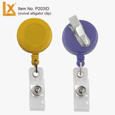 China ABS plastic round retractable badge holder reel with swivel clip, with good quality - diameter 32 mm, recess: 20 mm for sale