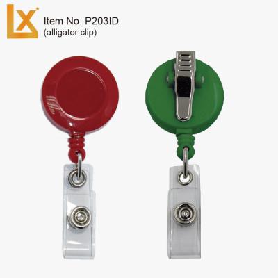 China Good quality ABS plastic round retractable badge holder reels with clip, strong cord - diameter 32 mm, recess: 20 mm for sale