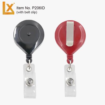 China ABS plastic round plastic retractable badge reel with locking feature, locking button, ID strap for sale