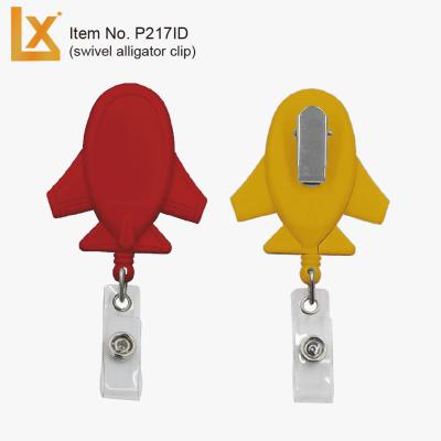 China ABS plastic flat shape retractable ID badge holder reels with spring loaded swivel clip or clip, ID strap for promotional for sale