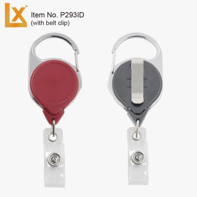 China Zinc Alloy Twist Free Round Carabiner Retractable ID Badge Holder with Belt Clip and ID Strap for sale