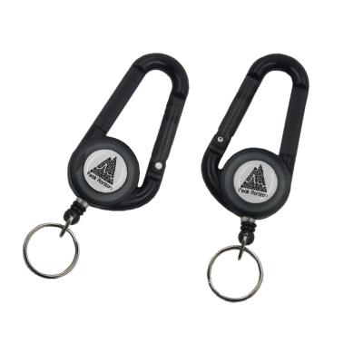 China Plastic Logo Hook Retractable Keychain Holder Custom Carabiner Belt Clip ABS Plastic Decor Fashion for sale