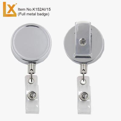 China Heavy Duty Iron Metal Retractable ID Badge Holder Key Reels Recess Type with Steel Rope, Metallic Colors for sale