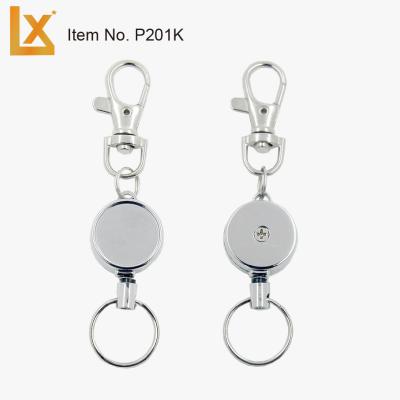 China Fishing Industry Metal Mini Fishing Retractable Badge Reels in Silver, Gold with Key Ring and Line Cutter for sale