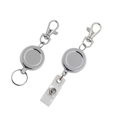 China High Quality Metal Type Mini Badge Reel Iron Around ID Holder Badge Retractable Reel with Carabiner for sale