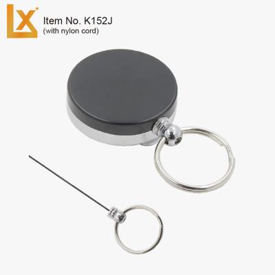 China Heavy duty 40mm metal retractable pull reel main badge holder with metal chain, wire rope, nylon cord for sale