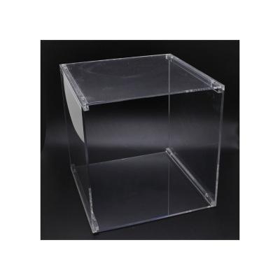 China Modern Customized Large Square Perspex Open Lidless 6 Mm Thickness Transparent Acrylic Box With Four Metal Legs for sale