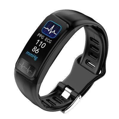 China MP3 playback P12 Android smart health bracelet PPG ECG SPO2 sleep monitor weather forecast and IOS message alert smart sports watch for sale