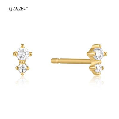 China Audrey Fashion Jewelry Environmental Friendly Stud Earrings 925 Sterling Silver Gemstone Studs Earrings 14K Gold Plated Stud Earrings For Women for sale