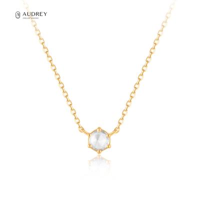 China Audrey's Fine Jewelry Wholesale Solid Gold Jewelery Sapphire Layered 14K White Gold Environmental Friendly Necklace For Women for sale