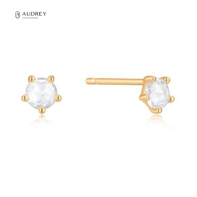 China Audrey Jewelery Wholesale 585 Solid Sapphire Studs 14K White Gold Earring Real Gold Nickel Lead Free Jewelry For Women for sale