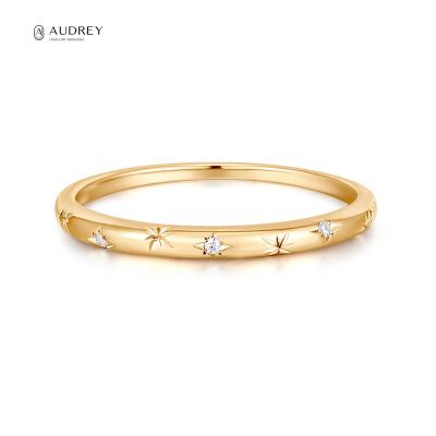 China Audrey 585 Gold Diamond Stacking Delicate Jewelry Real 14K Solid Gold Lead Free Nickel Free Ring For Women for sale