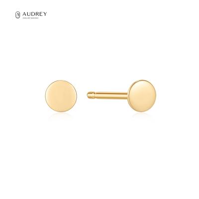 China Audrey Jewelery 14K Gold Wholesale Oorbellen Solid Gold Lead Free Nickel Free Disc Fine Jewelry Earring Studs for sale