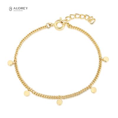 China Audrey Fine Jewelery Supplier Nickel Free Lead Free 9K 10K 14K 18K Gold Plated Silver Vermeil Charm Bracelet 925 Gold Handmade Jewelry For Women for sale