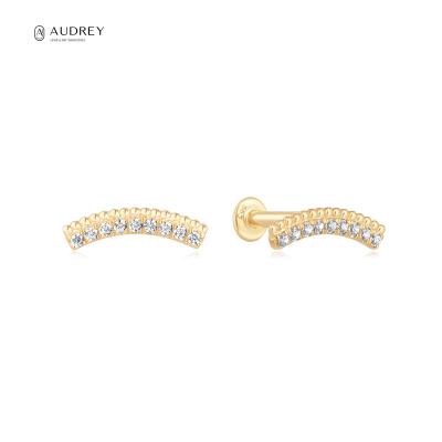 China Audrey Jewelery Wholesale Upper Lobe Lead Free GH-SI Diamond Gemstone Helix Flat Back Opal Piercing Earring for sale