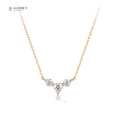 China Audrey Solid Gold Jewelri Pendant Necklace Triangle Geometry 14K Environmentally Friendly Gold Diamond Fine Jewelry Necklace for sale