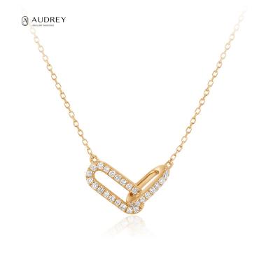 China Audrey's Environmental Friendly Solid Gold Layered Pendant Necklace 14K Jewelri Diamond Knot Fine Jewelry Necklace For Women for sale