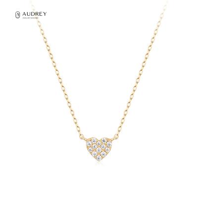 China Audrey Diamond GH-SI Love Classic Solid 14K Gold Lead Free Nickel Free Heart Jewelry Luxury Thin Necklace for sale