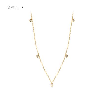 China Solid Gold CLASSIQUE GHSI Diamond Jewelry Charm Necklace by Audrey Kolye Layered Chain Neck 14K for sale