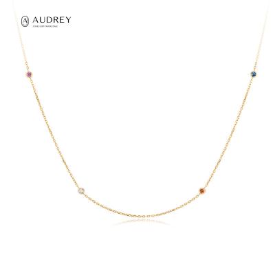 China Audrey Jewelery Dainty Hand Made CLASSIC Jewelry Layered Stackable Solid 14K Gold Chain Necklace For Women for sale