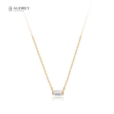 China Audrey Halskette Fine Jewelry Baguette Topaz 9K 14K 18K Solid Gold CLASSIC Necklace for sale