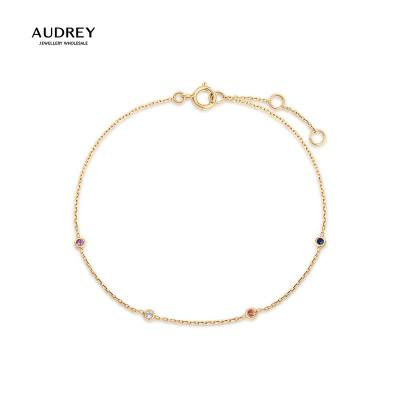 China Audrey Jewelry CLASSIC Solid Gold Bracelets Women Brazalete Colorful Gemstone Topaz Jewelry 9K 14K for sale