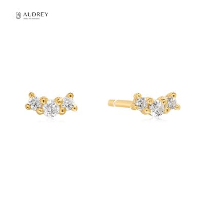 China Audrey Jewelry Wholesaler CZ Earrings 925 Sterling Silver Environmental Friendly Studs Earring for sale