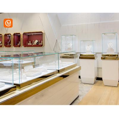 China White And Gold Luxury High End Jewelry Showcase Retail Store Showcase for sale