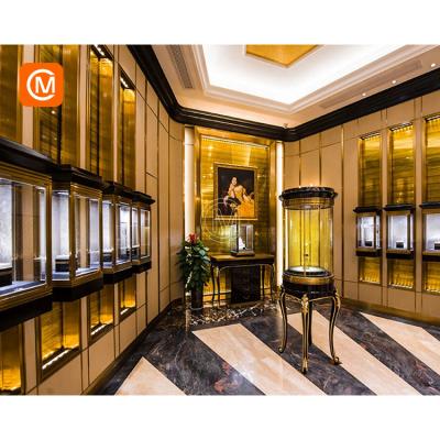 China Luxury High End Wooden Retail Store Display Tower Vitrine Showcase For Jewelry for sale