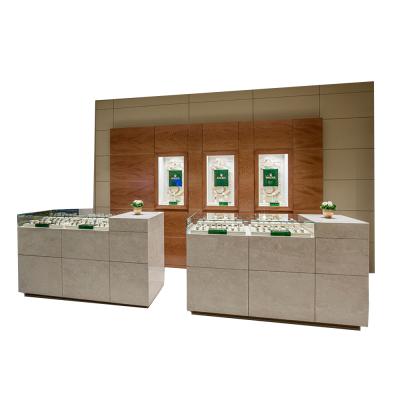 China Large Luxury Custom Wooden Glass Wristwatch Shop Storage Display Cabinet Showcase for sale